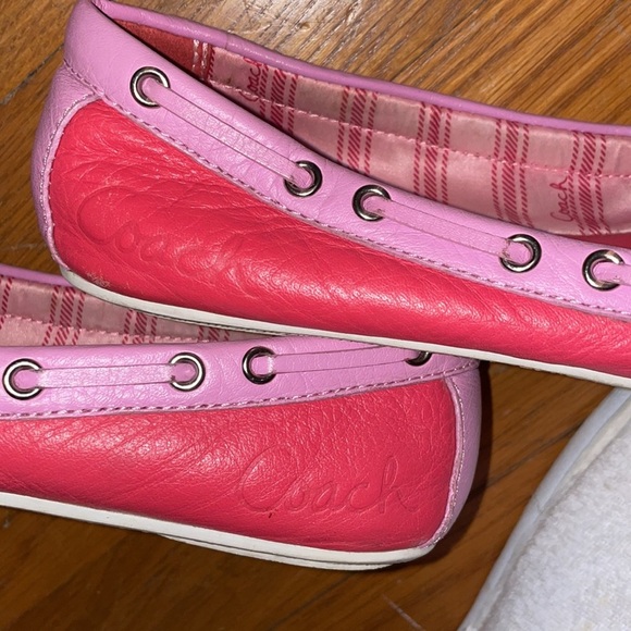 Coach Melon “Sperry style” leather flats 09 boat water Florida pink - Picture 3 of 4